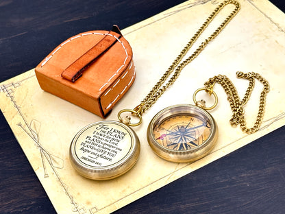 Faith-Based Brass Pocket Compass | Engraved Jeremiah 29:11 Inspirational Gift for Men